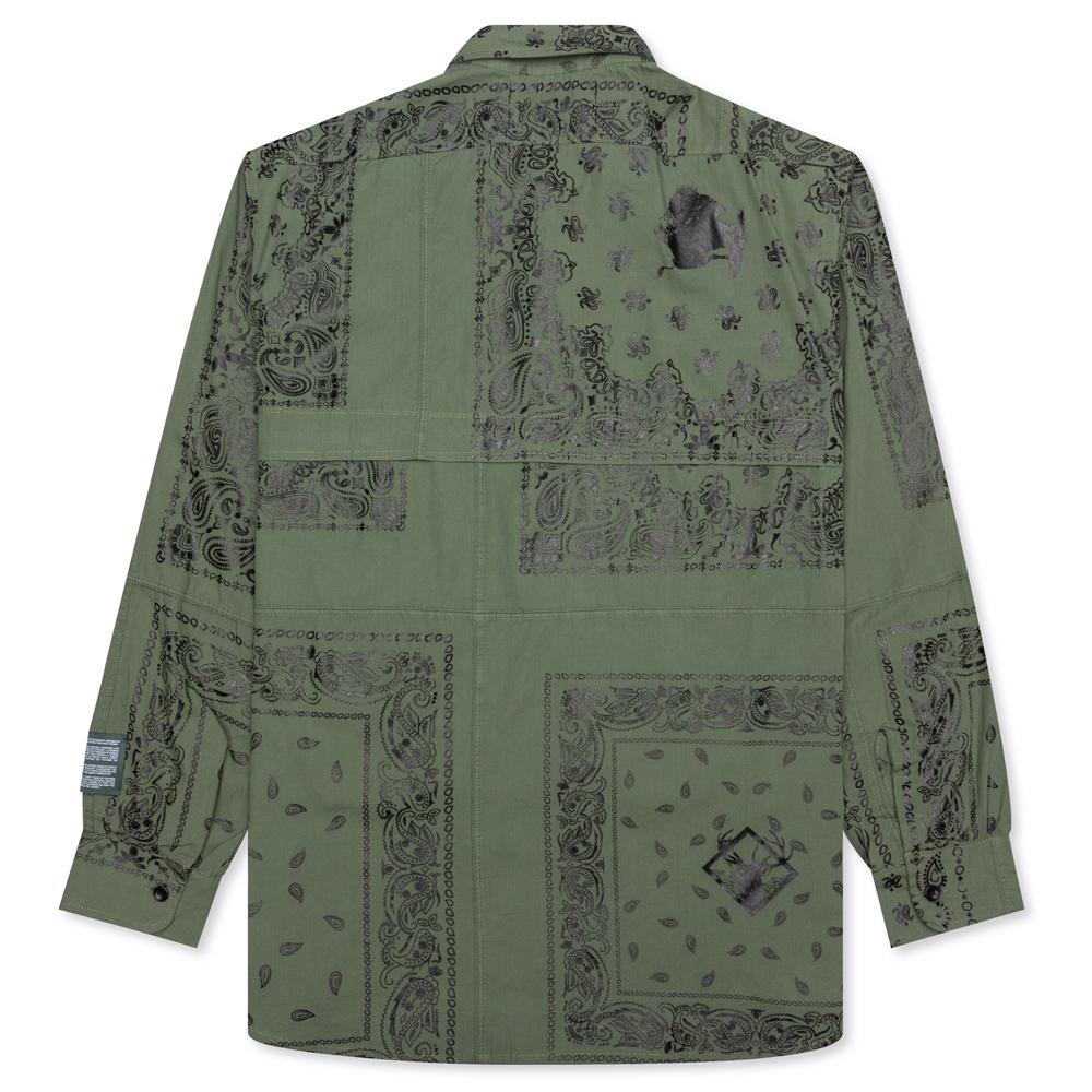 Bandana Patchwork Button Down Shirt - Sage