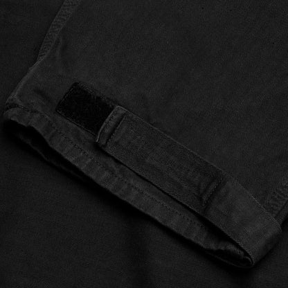 Herringbone Cotton Cargo Pants - Black