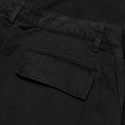 Herringbone Cotton Cargo Pants - Black