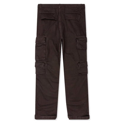 Herringbone Cotton Cargo Pants - Brown