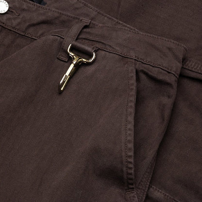 Herringbone Cotton Cargo Pants - Brown