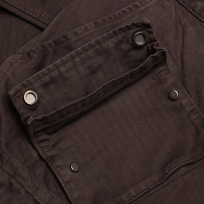 Herringbone Cotton Cargo Pants - Brown