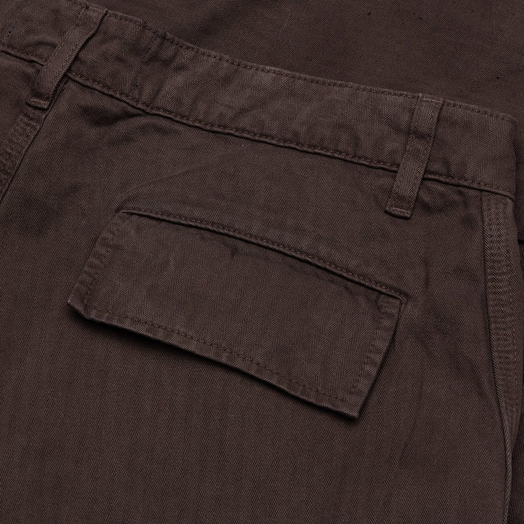 Herringbone Cotton Cargo Pants - Brown