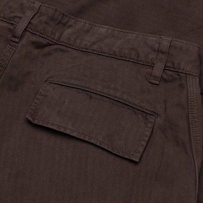 Herringbone Cotton Cargo Pants - Brown