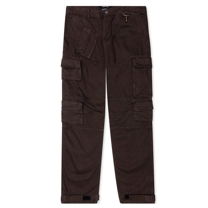 Herringbone Cotton Cargo Pants - Brown